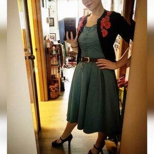 Vintage-Inspired Faux Button Front Flare Dress